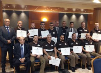 La Seguridad Privada celebra su gran día en Almeria Juan Jose Molina apresidente del Grupo Control y su equipo de colaboradores